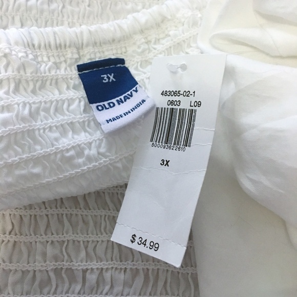 Old Navy Wrap Tie Blouse Top Shirt 100% Cotton Shirred Smocked Short Sleeve - Picture 8 of 12